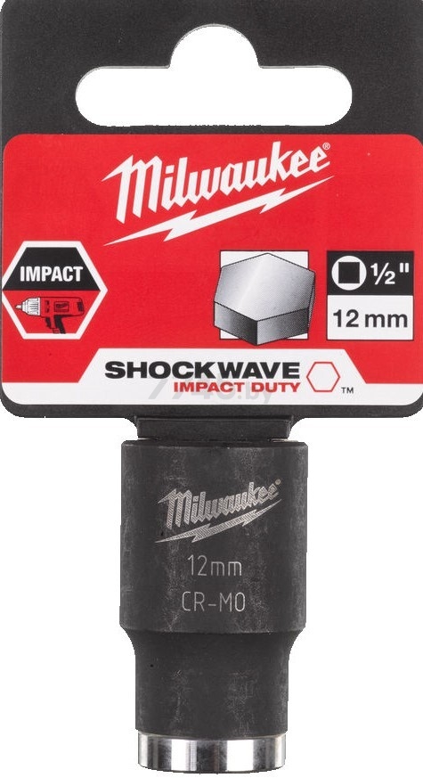 Головка ударная 1/2 12 мм 6 граней MILWAUKEE Shockwave (4932478037) - Фото 2